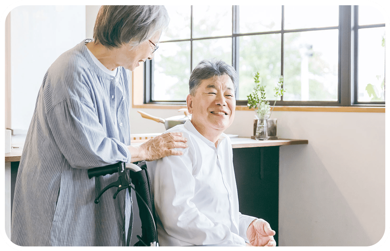 おばあちゃんとおじいちゃんが会話をしている